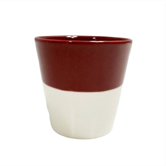 2011 STARBUCKS Tazo Tea Cup - 8oz - Maroon and White color blocked - slanted rim - Picture 3 of 5